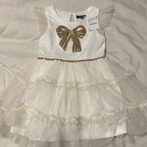 Nordstrom Ivory Dress with Gold Sequin Bow